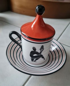 Gio Ponti tazzina con coperchio e piattino, edizio